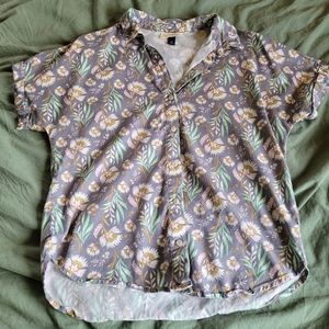 Unique Flower print button up shirt